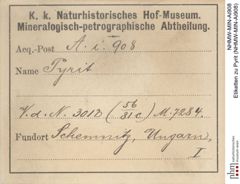 Etiketten zu Pyrit (NHMW-MIN-Ai908)